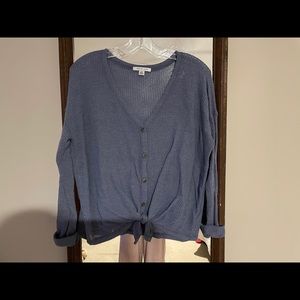 blue ae tie-front sweater